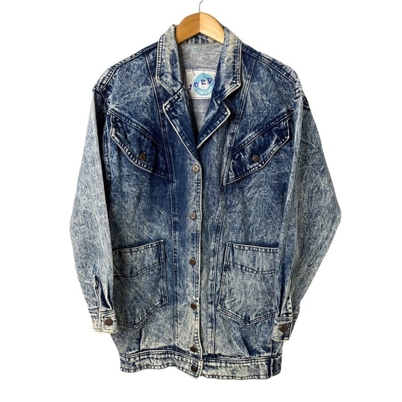 Jorda Jackets & Blazers - Jorda Oversized Acid Wash Denim Jean Jacket Blue Size Small 80’s Vintage